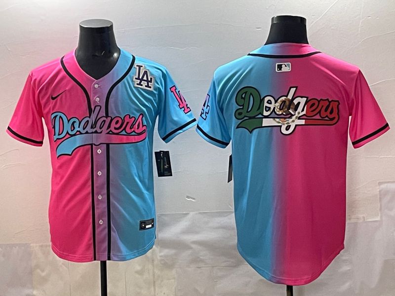 Men 2025 Los Angeles Dodgers Blank Blue pink Game Nike MLB Jersey style 0011